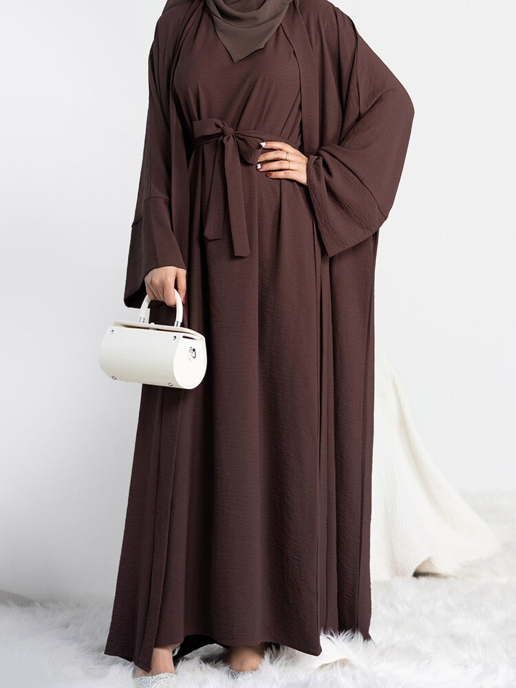 2 Piece Abaya Slip Sleeveless Hijab Dress