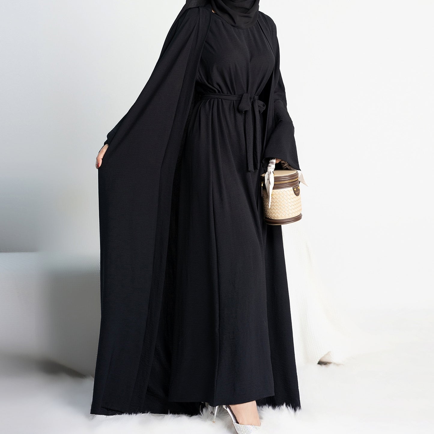 2 Piece Abaya Slip Sleeveless Hijab Dress